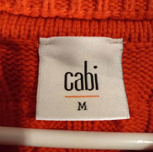 Cabi Mock Neck Cardigan Medium Long Sleeves Orange Botton Down Sweater Preppy - Picture 13 of 15
